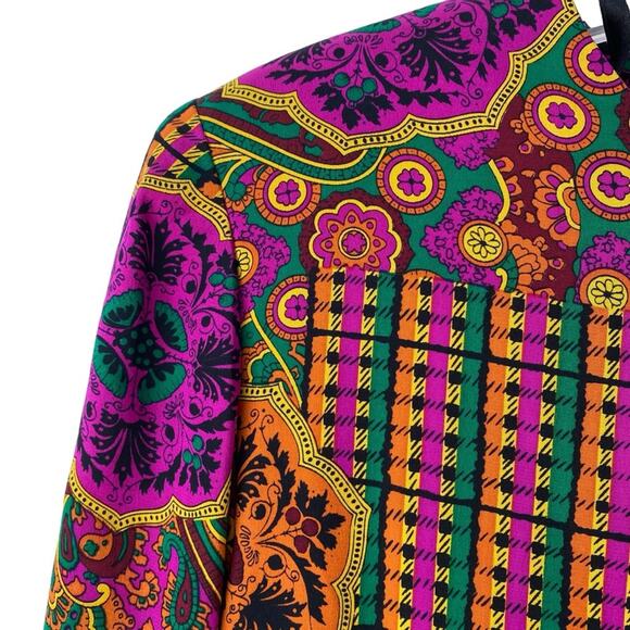 Vintage Oscar De La Renta Silk Medallion Print Pleated Bottom Dress size 8 - Picture 4 of 8